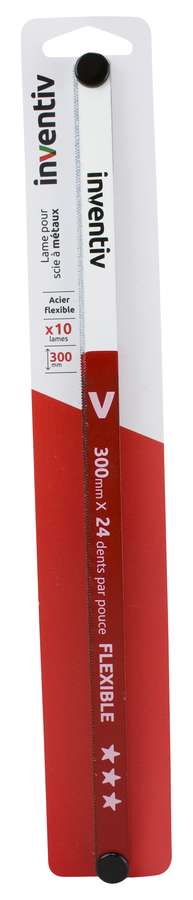 10 lames pour scie à métaux acier flexible 300 mm - INVENTIV