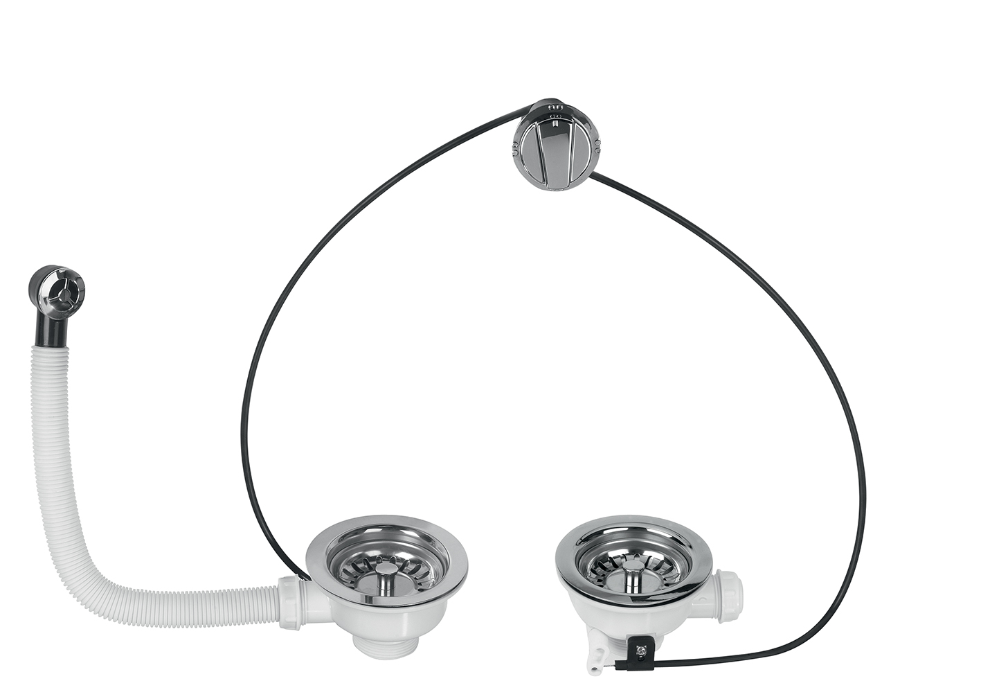 Bonde à panier pour évier 2 bacs Ø90 mm - WIRQUIN