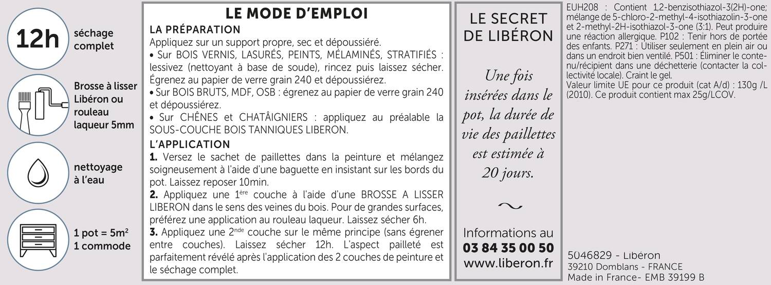 Peinture pailletée boiseries intérieures - LIBERON Eclat gris éclipse mat 0,5L