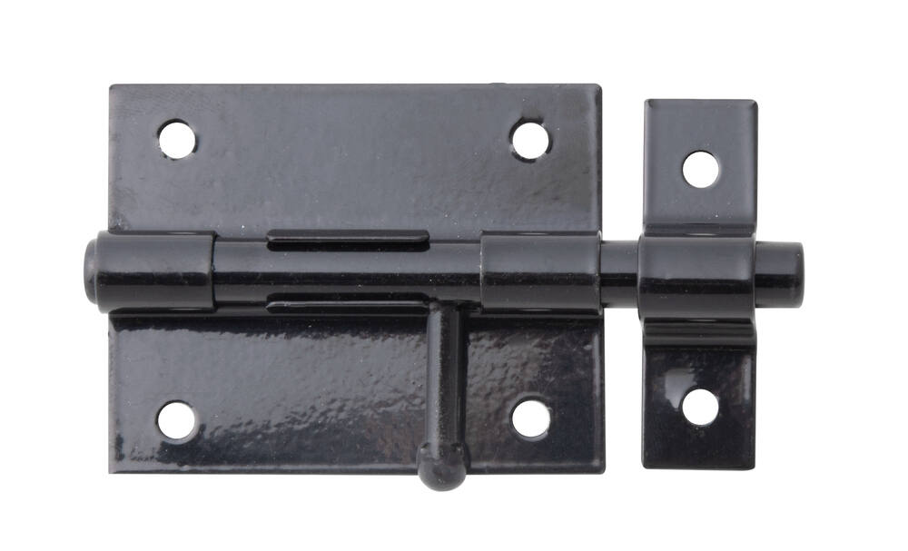 Verrou de box bouton + gâche attachée Ø9,5mm 5,7x10cm noir - ALBERTS