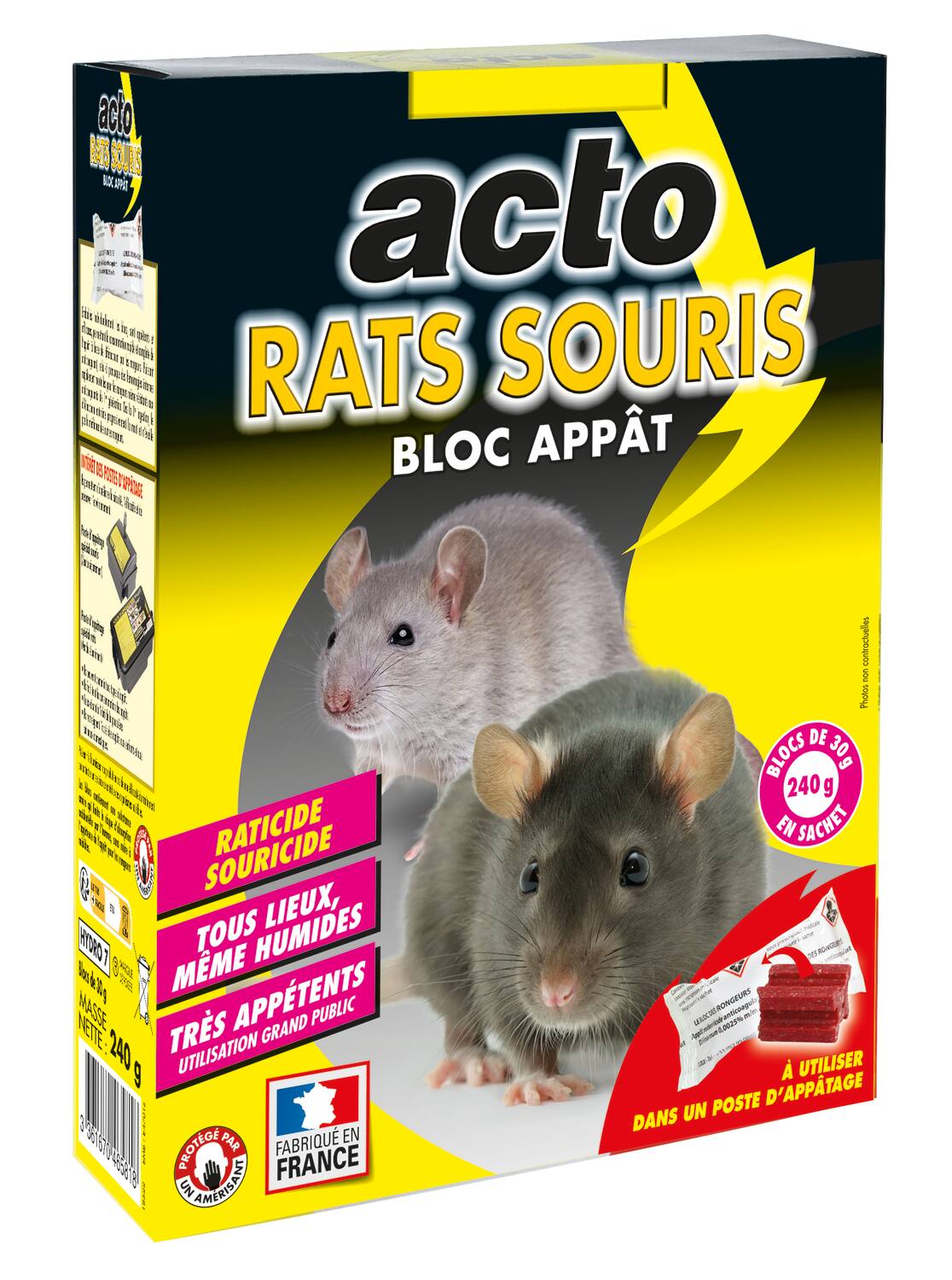 Blocs Appâts Rats Souris 240g - ACTO