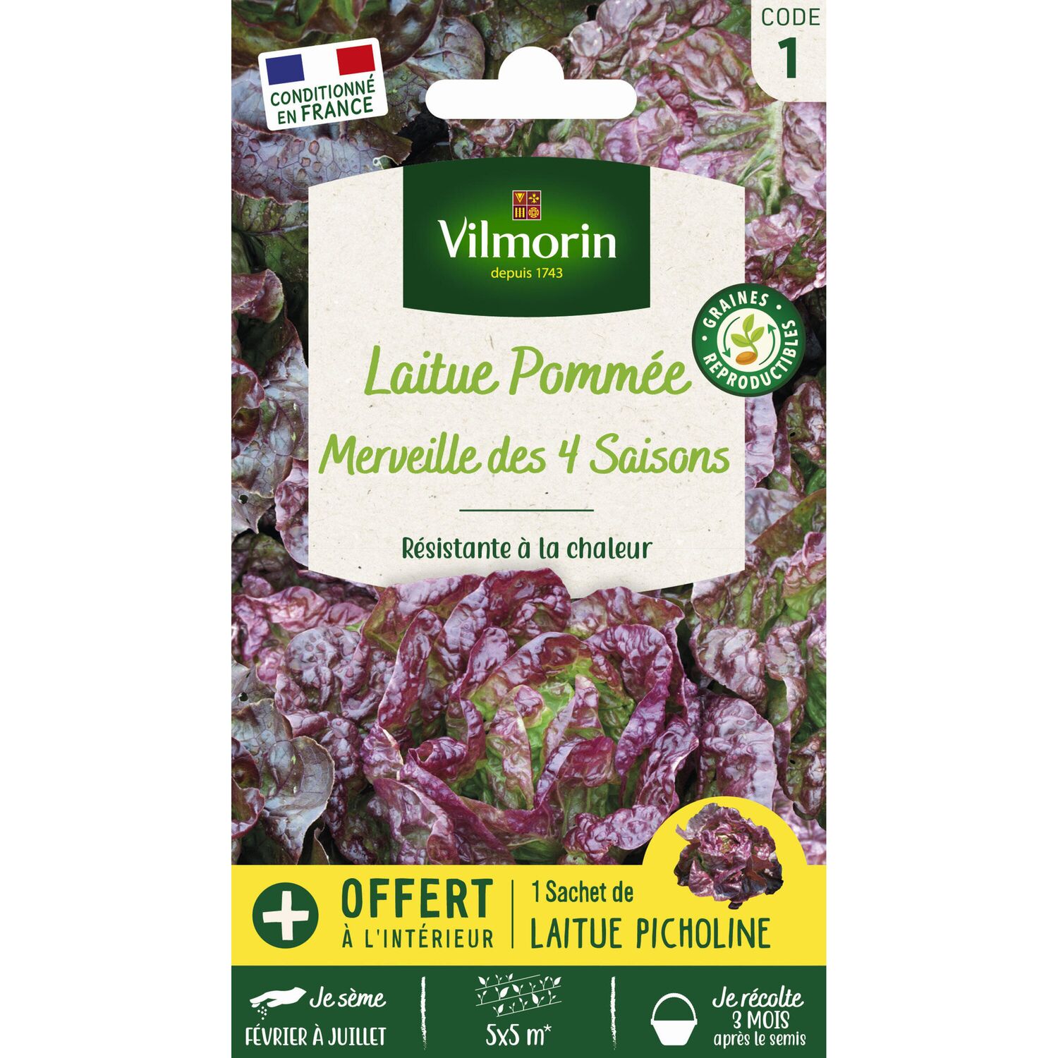 Graines Laitue Merveille des 4 Saisons - VILMORIN