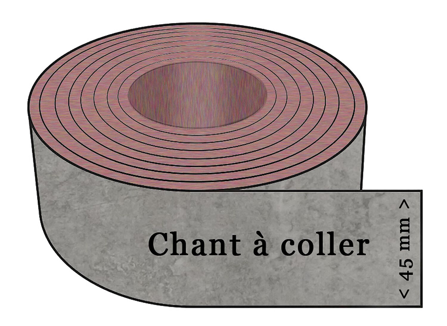 Bande de chant à coller coloris marbre gris 305 x 4,5 cm