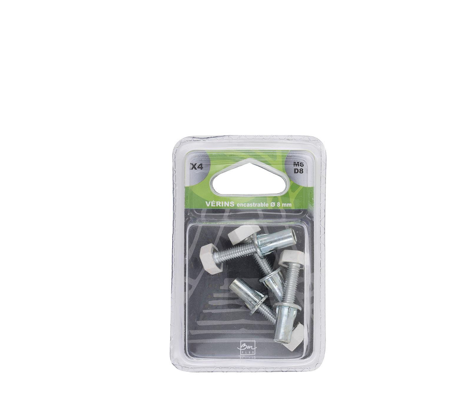 Blister 4 pieces verin blanc  ∅8 encastrable - BAR PLUS