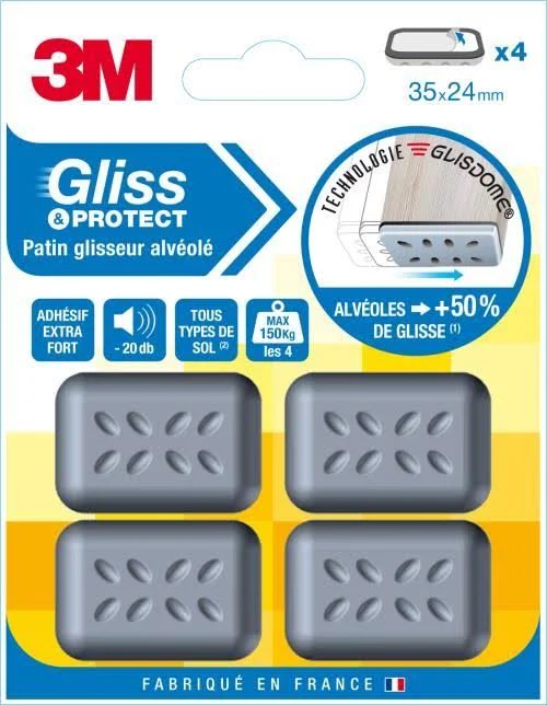 Patin glisseur alvéolé 35x24mm - 3M