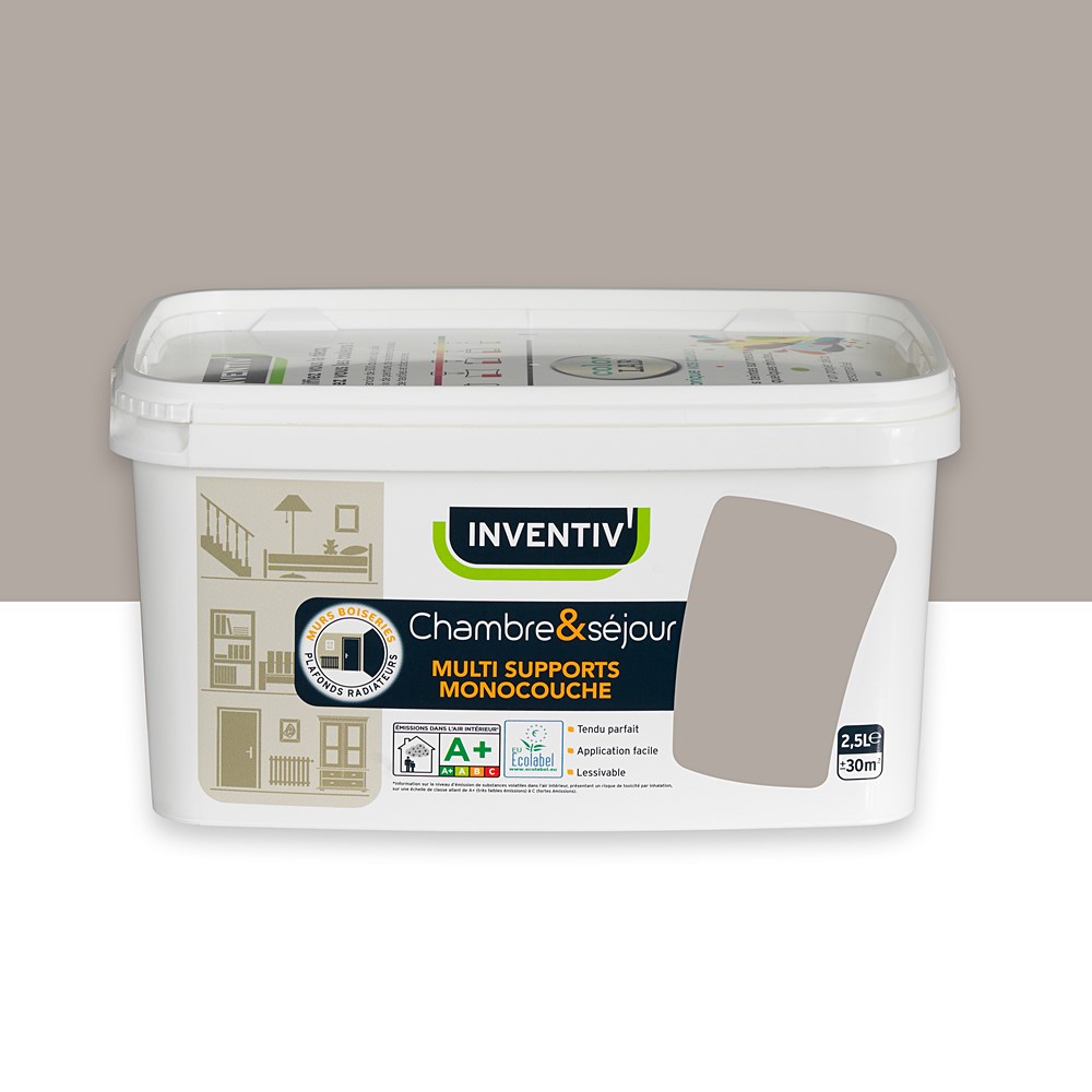 Peinture Chambre et séjour Gris fer n°4 mat 2,5L - INVENTIV