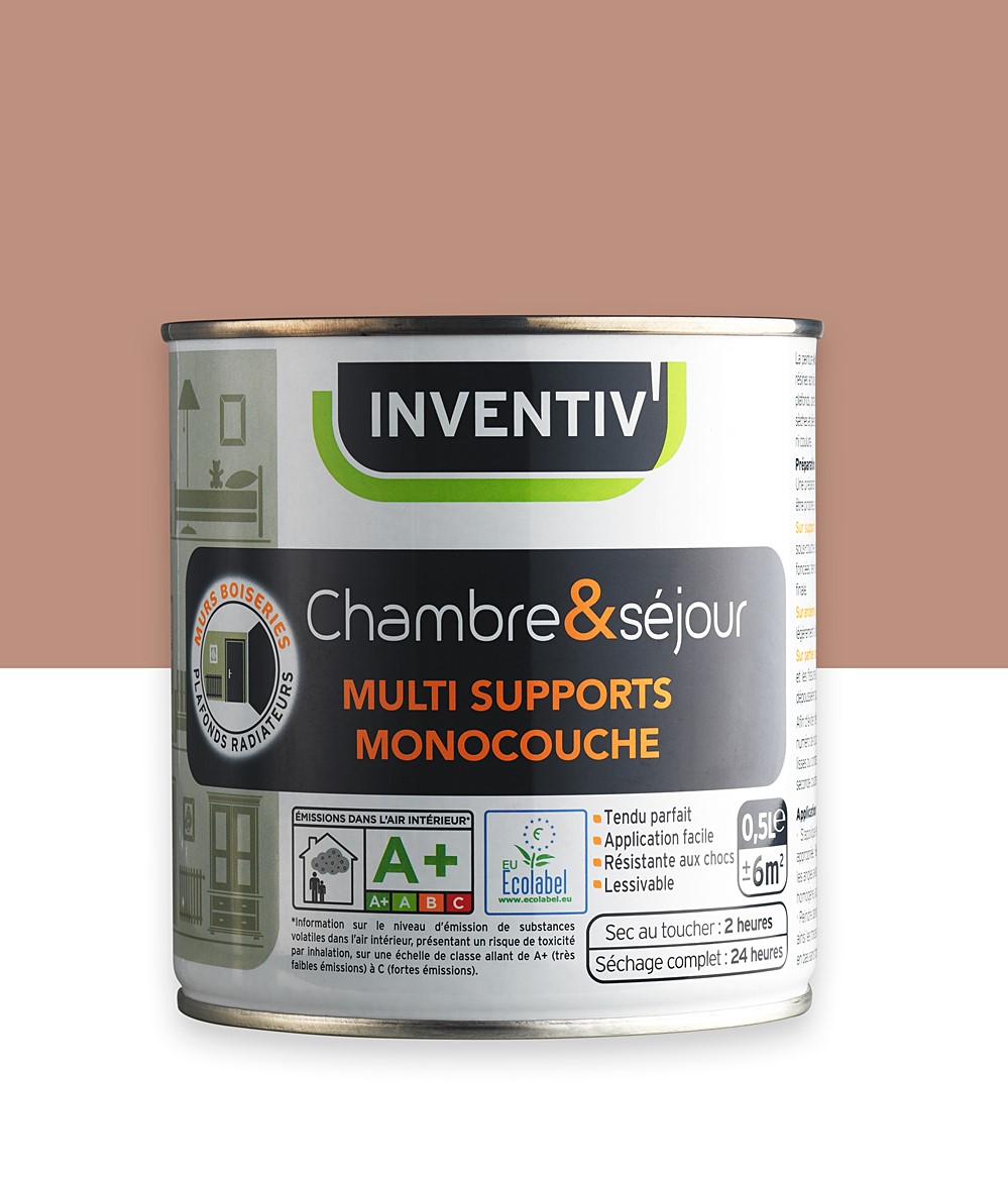 Peinture Chambre et séjour Marron cappucino n°5 satiné 0,5L - INVENTIV