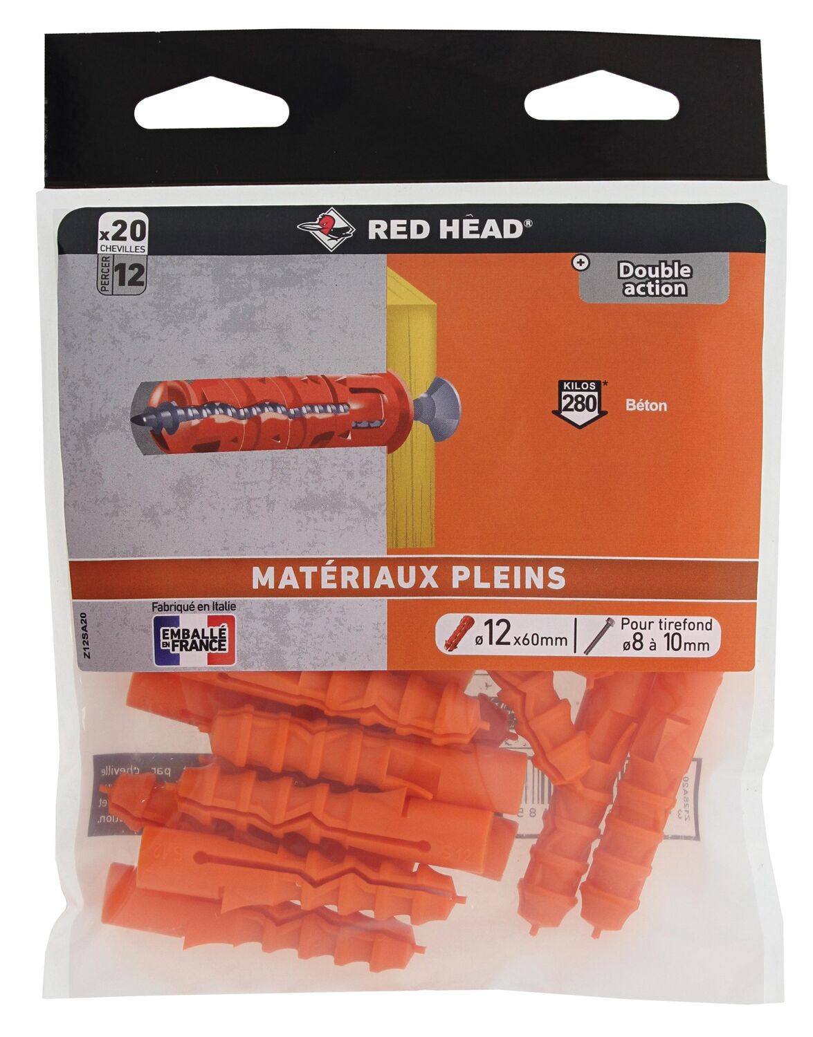 20 Chevilles Ztech Ø12x60mm - RED HEAD