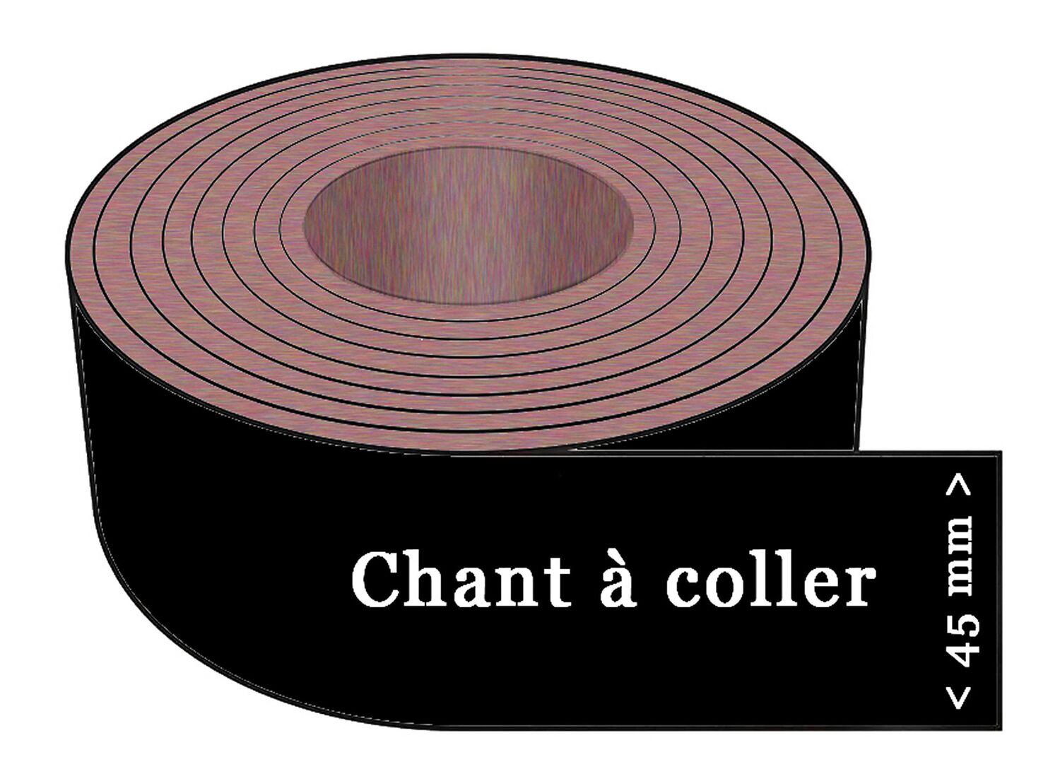Chant À Coller Stratifié Noir Mat 1x45mm