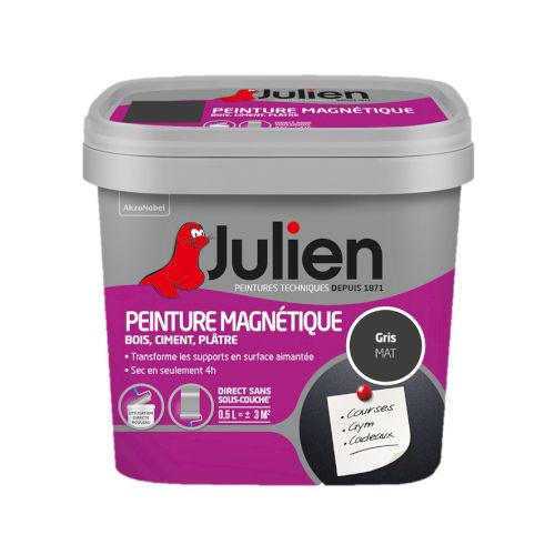 Peinture magnétique bois ciment plêtre 0,5L Gris
