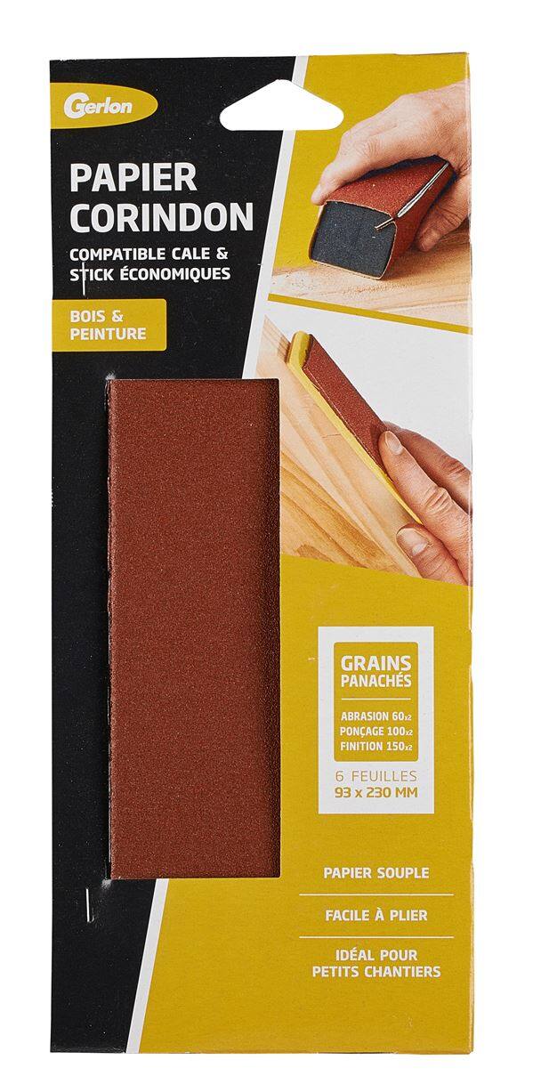 Pochette 6 feuilles corindon 93x230 panachés GERLON