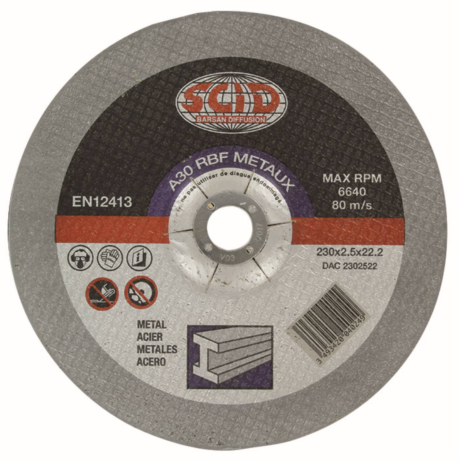 Disques à tronçonner standard Ø230mm Métal-acier