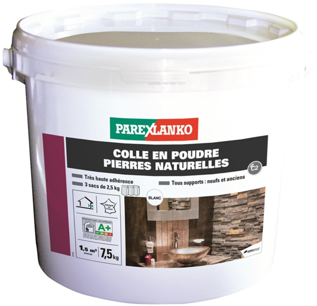 Colle plaquettes de parement en pierres naturelles blanc 7,5kg - PAREXLANKO