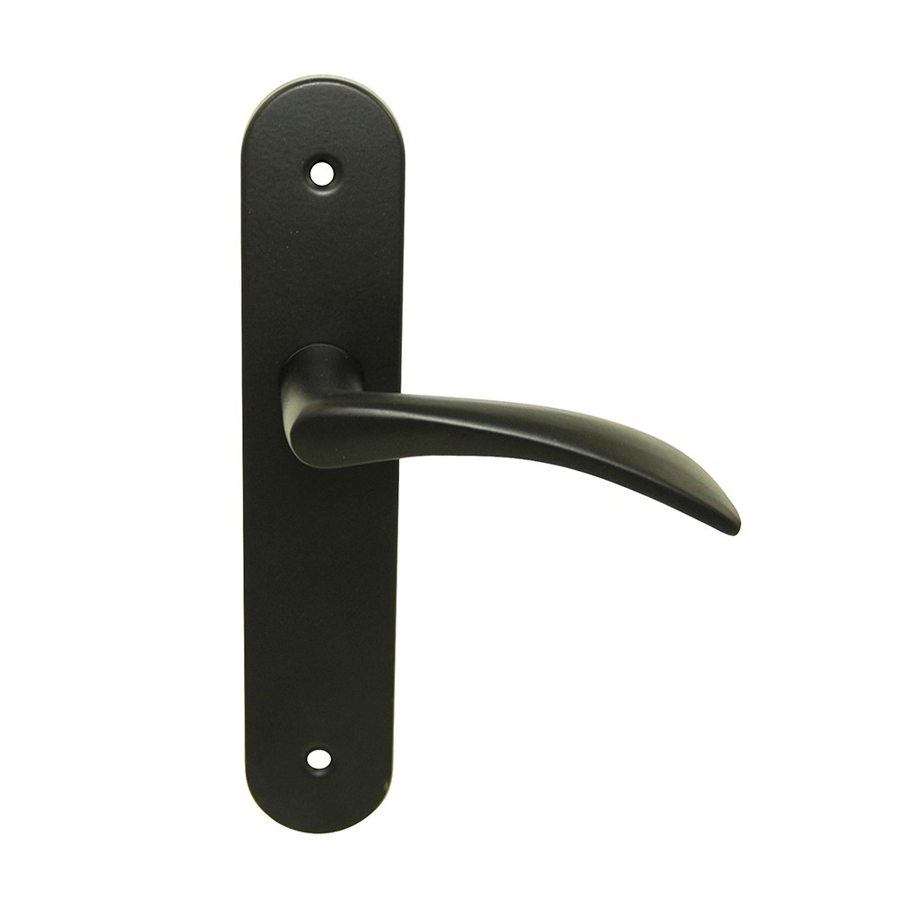 Poignées de porte + plaque Azur bec de cane noir mat 165mm - CHRISLIGNE