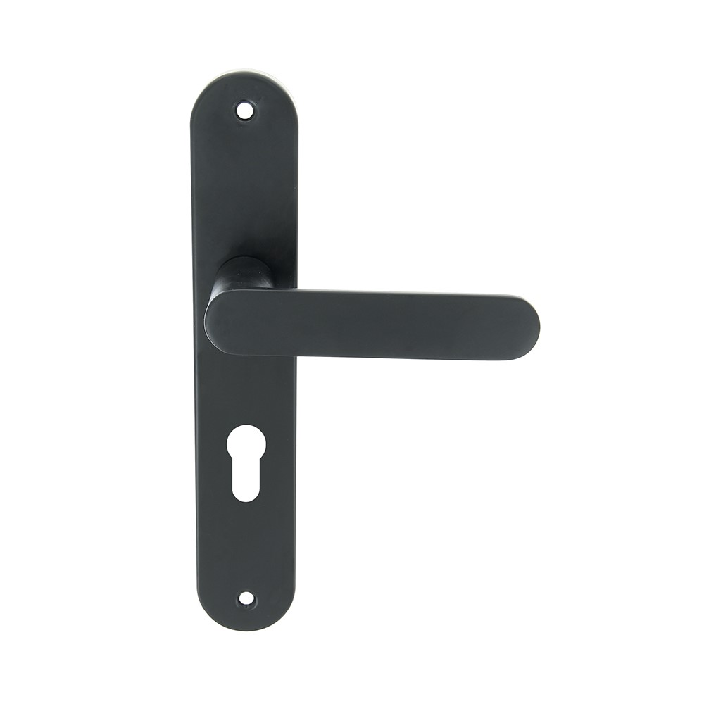 Poignées de porte + plaque Meudon cylindre noir mat - CHRISLIGNE