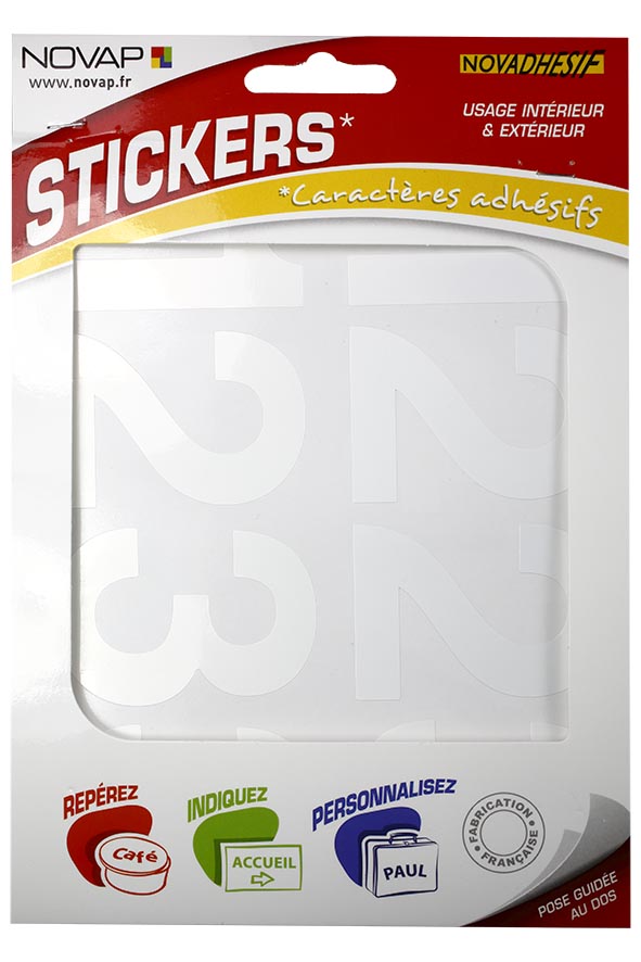 Pochette NOVADHESIF chiffres 60 mm blanc