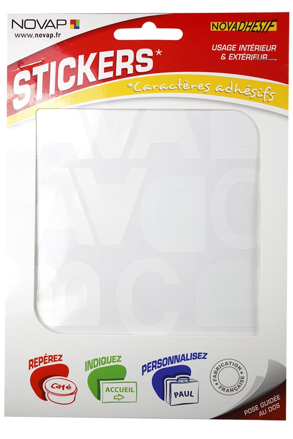 pochette NOVADHESIF lettres 40 mm blanc