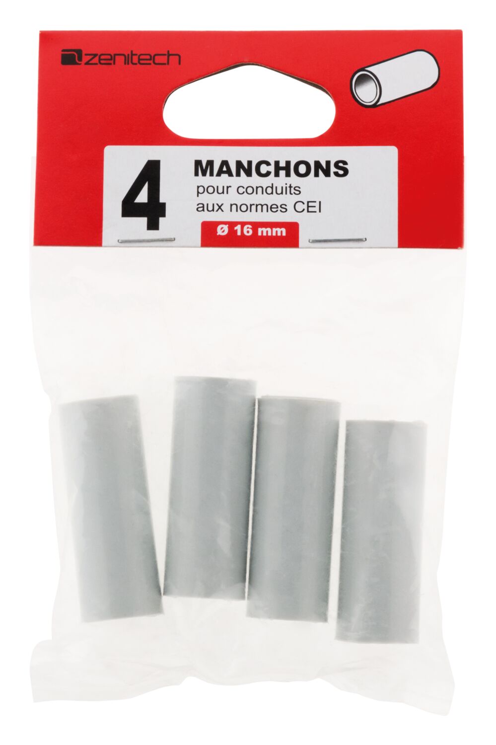 MANCHONS ZENITECH GRIS PVC D16MM X4
