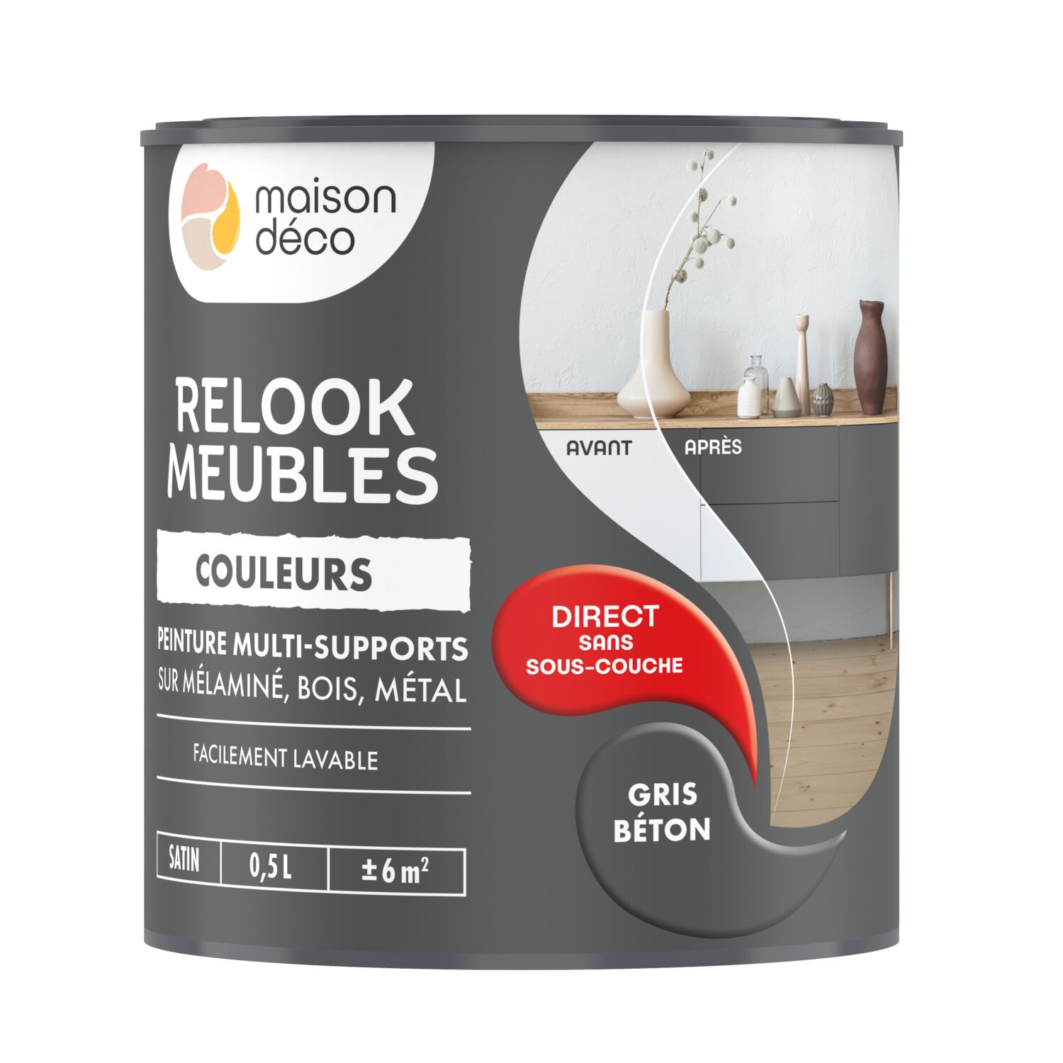 Peinture Relook Meubles Gris Beton 0,5L - MAISON DECO