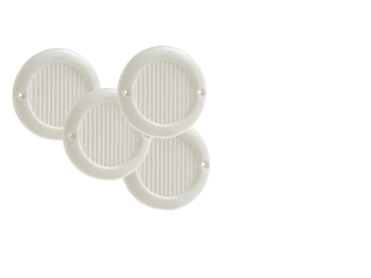4 grilles d'aération ABS blanc Ø 6,4 cm