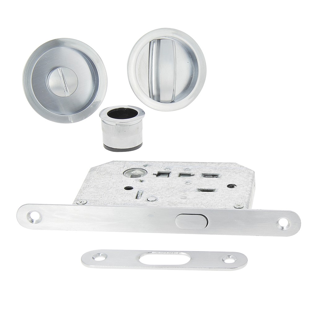 Poignées de porte à galandage condamnation rond nickel - CHRISLIGNE