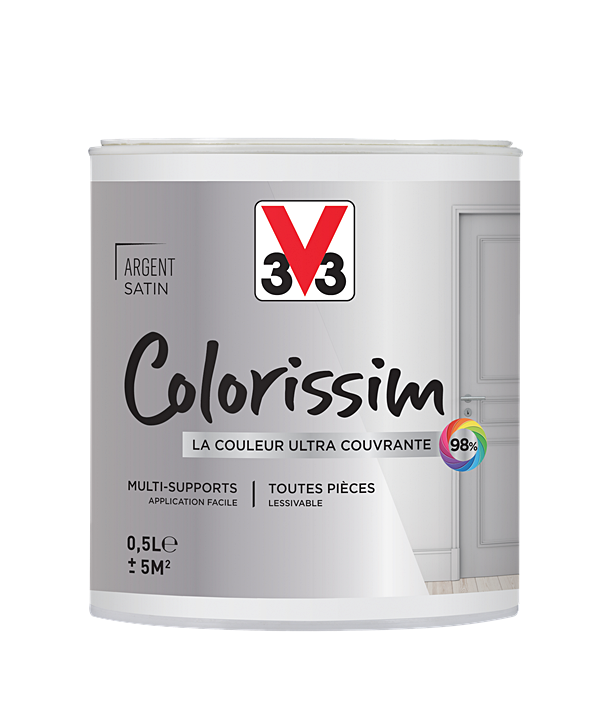 Peinture multisupport Colorissim argent satin 0,5L - V33