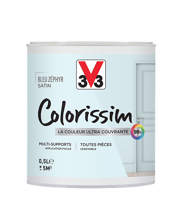 Peinture multisupport Colorissim bleu zéphir satin 0,5L - V33