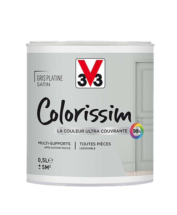 Peinture multisupport Colorissim gris platine satin 0,5L - V33