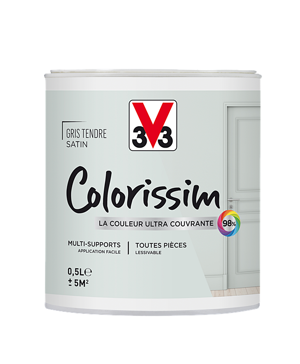 Peinture multisupport Colorissim gris tendre satin 0,5L - V33