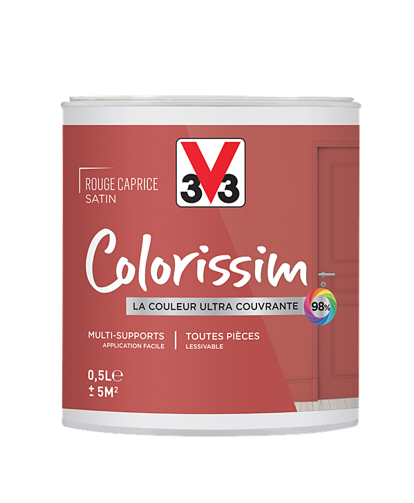 Peinture multisupport Colorissim rouge caprice satin 0,5L - V33