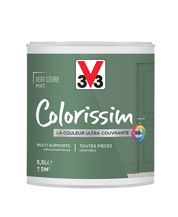 Peinture multisupport Colorissim vert cèdre mat 0,5L - V33