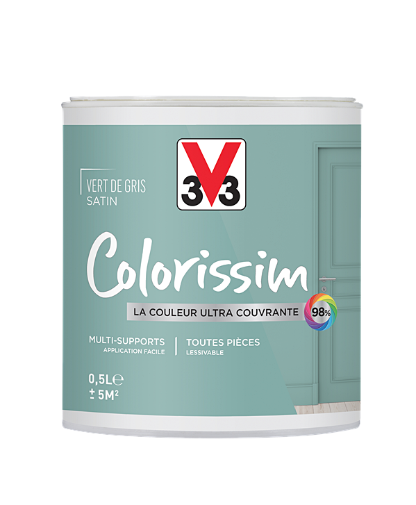 Peinture multisupport Colorissim vert de gris satin 0,5L - V33