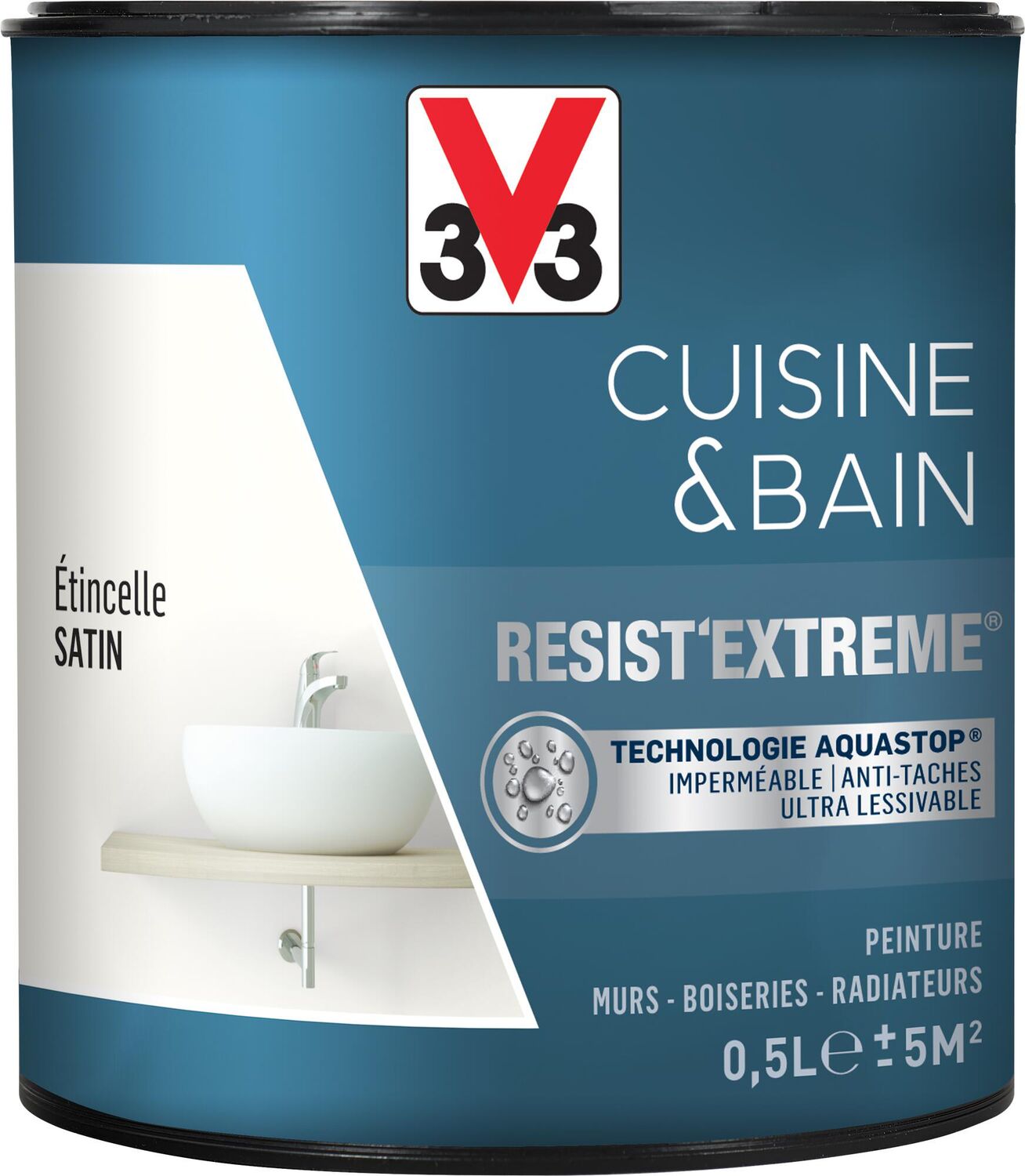 Peinture Cuisine & bain Resist'Extrême Etincelle satin 0,5L - V33