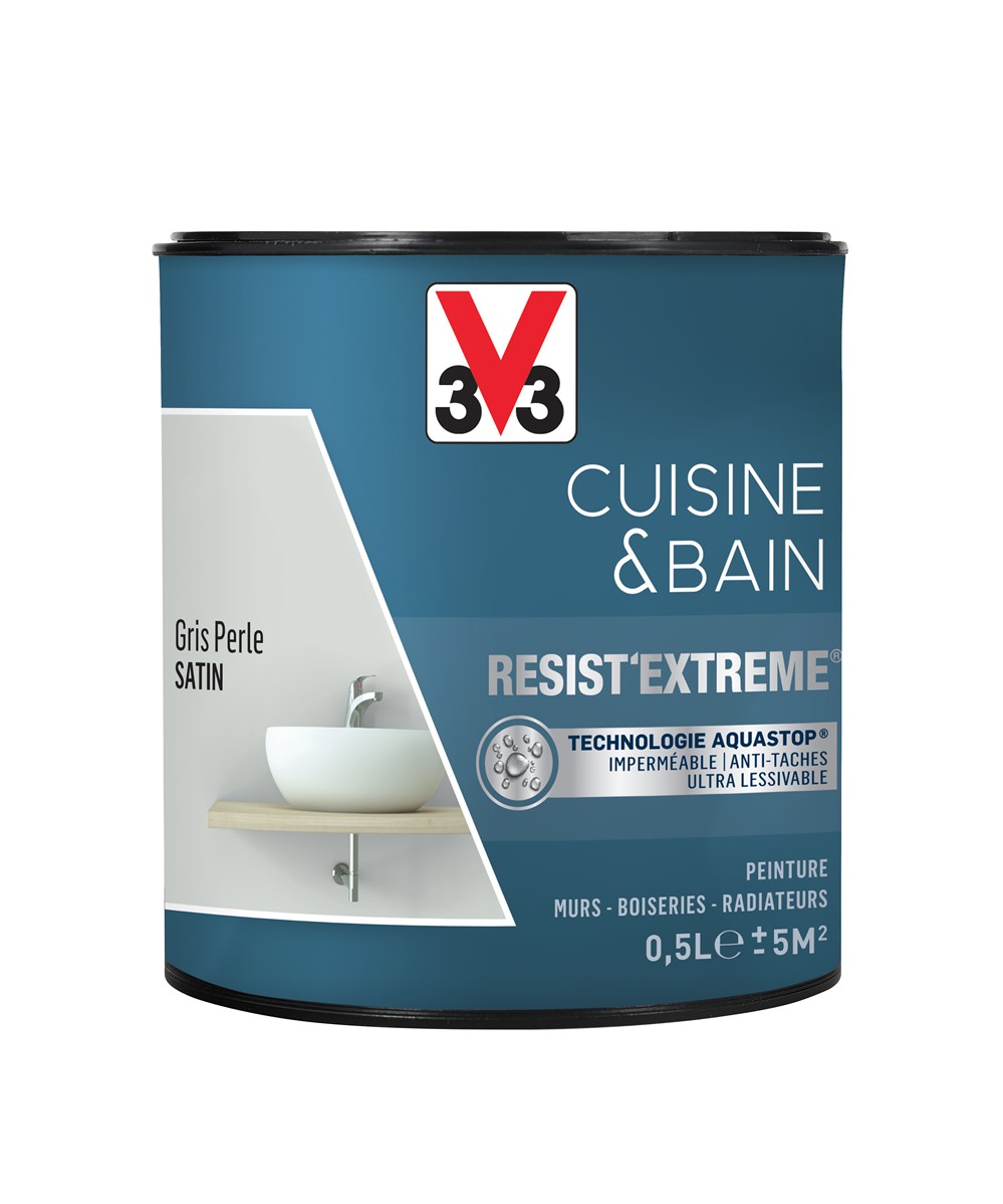 Peinture Cuisine & bain Resist'Extrême Gris perle satin 0,5L - V33