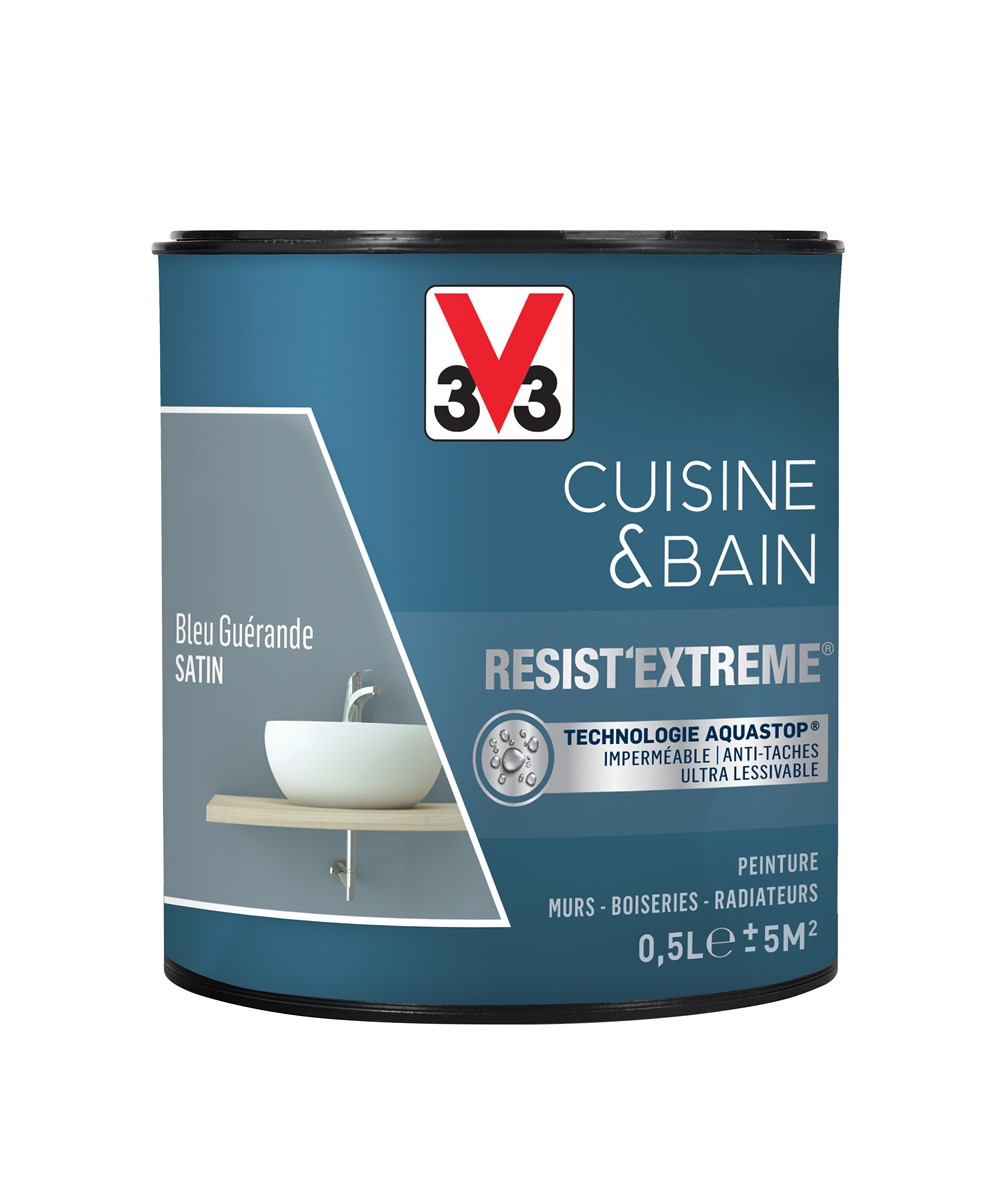 Peinture Cuisine & bain Resist'Extrême Bleu Guérande satin 0,5L - V33