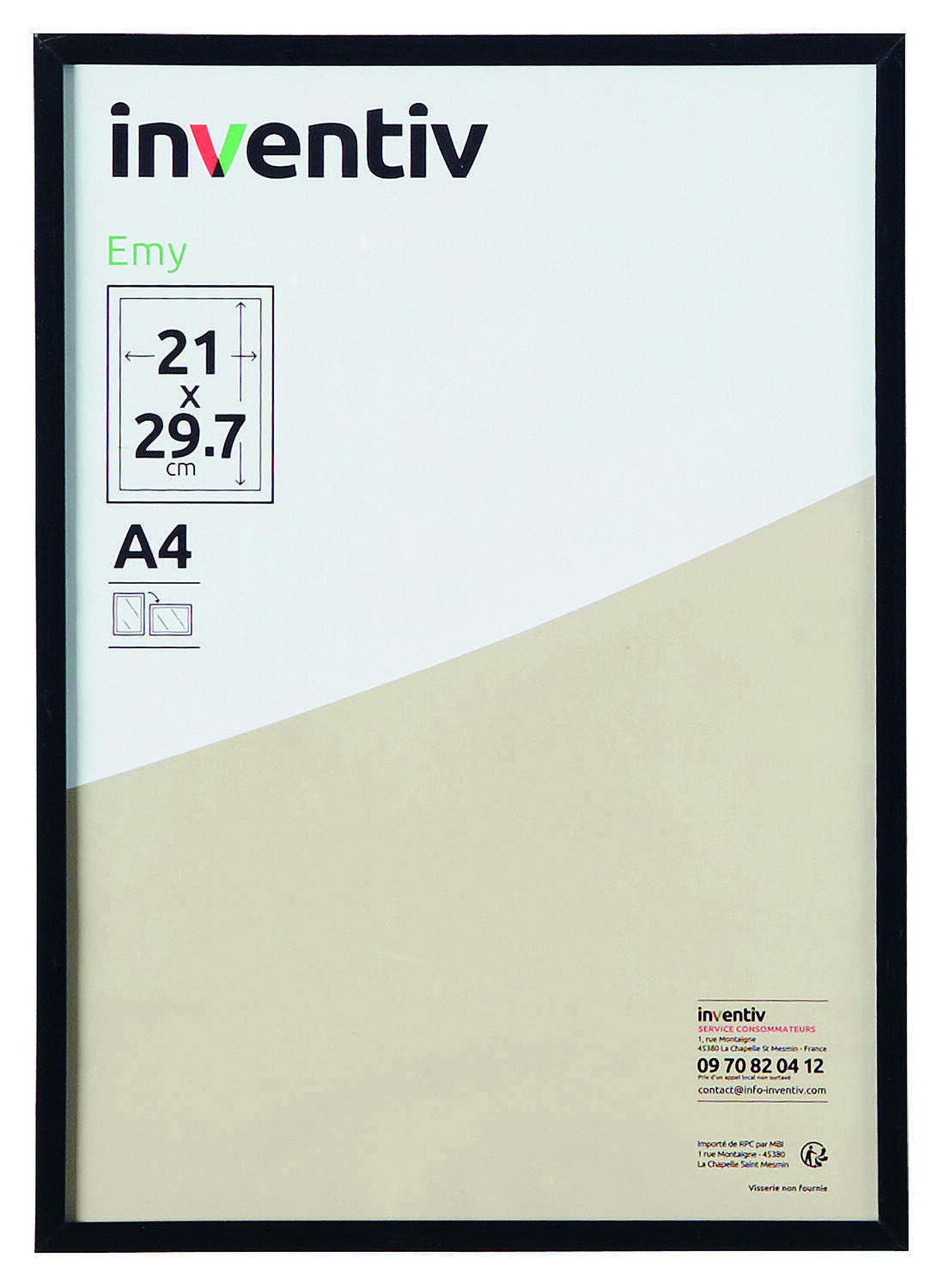 Cadre Photo PVC 21x29,7cm Noir - INVENTIV