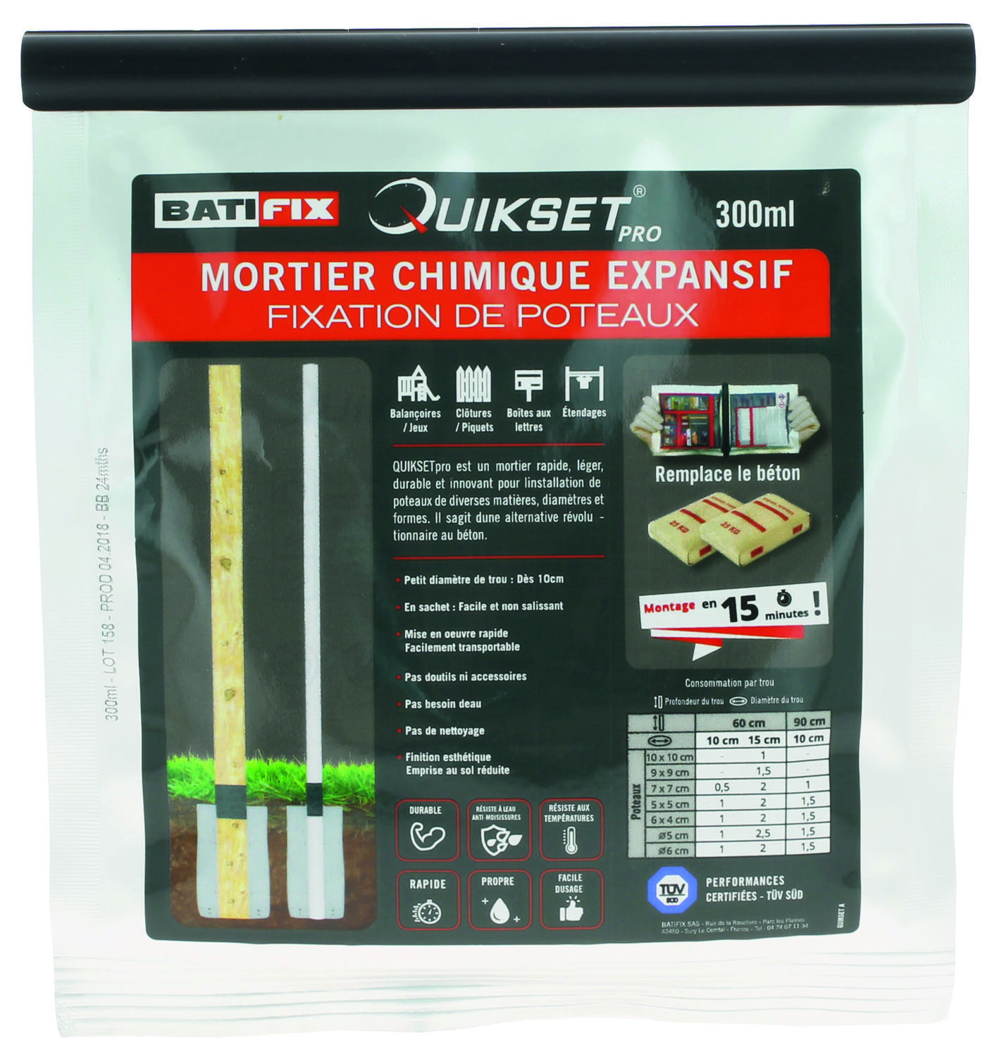 Mortier chimique quikset 300ml - BATIFIX