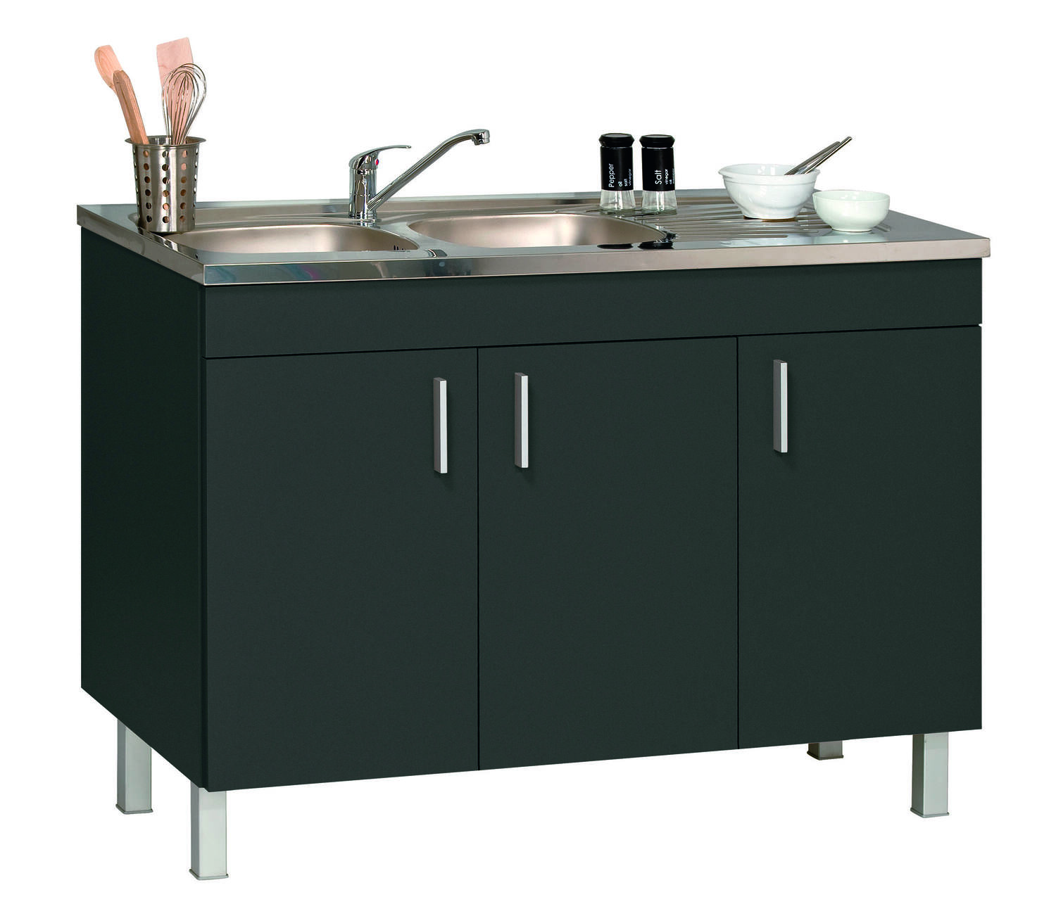 Meuble Sous Evier SYRIUS 3P Gris Graphite