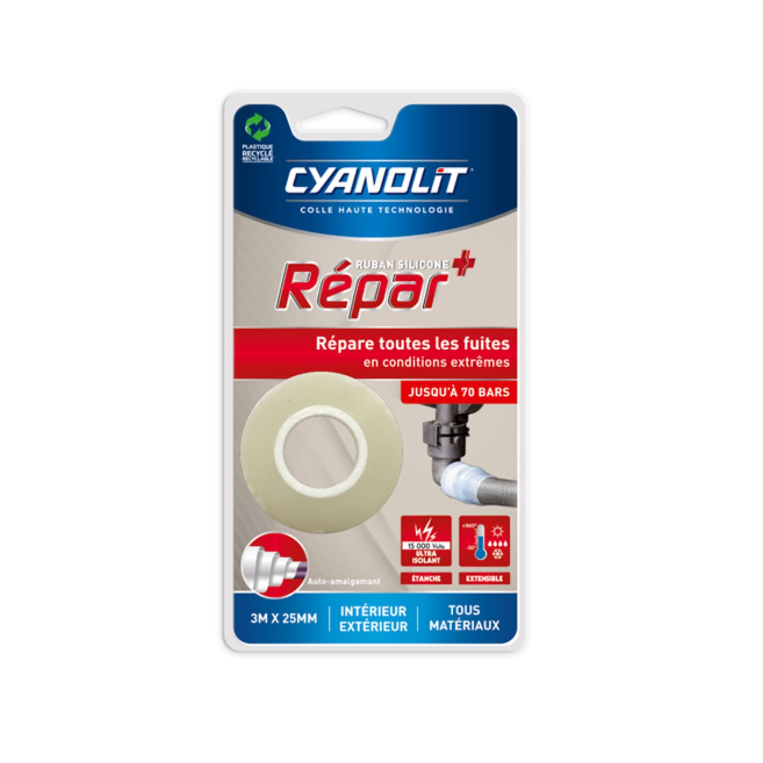 Ruban Silicone Amalgamant Repar+ 25mm 3m Blanc - CYANOLIT