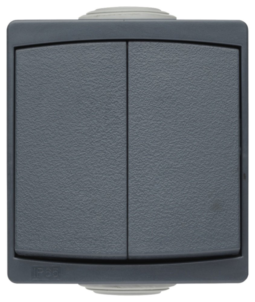 Interrupteur SubLine Va Et Vient IP54 en Saillie Double Gris - INVENTIV