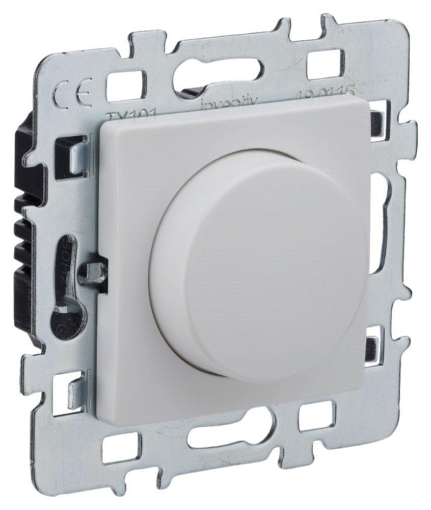Variateur Rotatif 2 Fils Di-Line + Plaque Support Métal Blanc - INVENTIV'