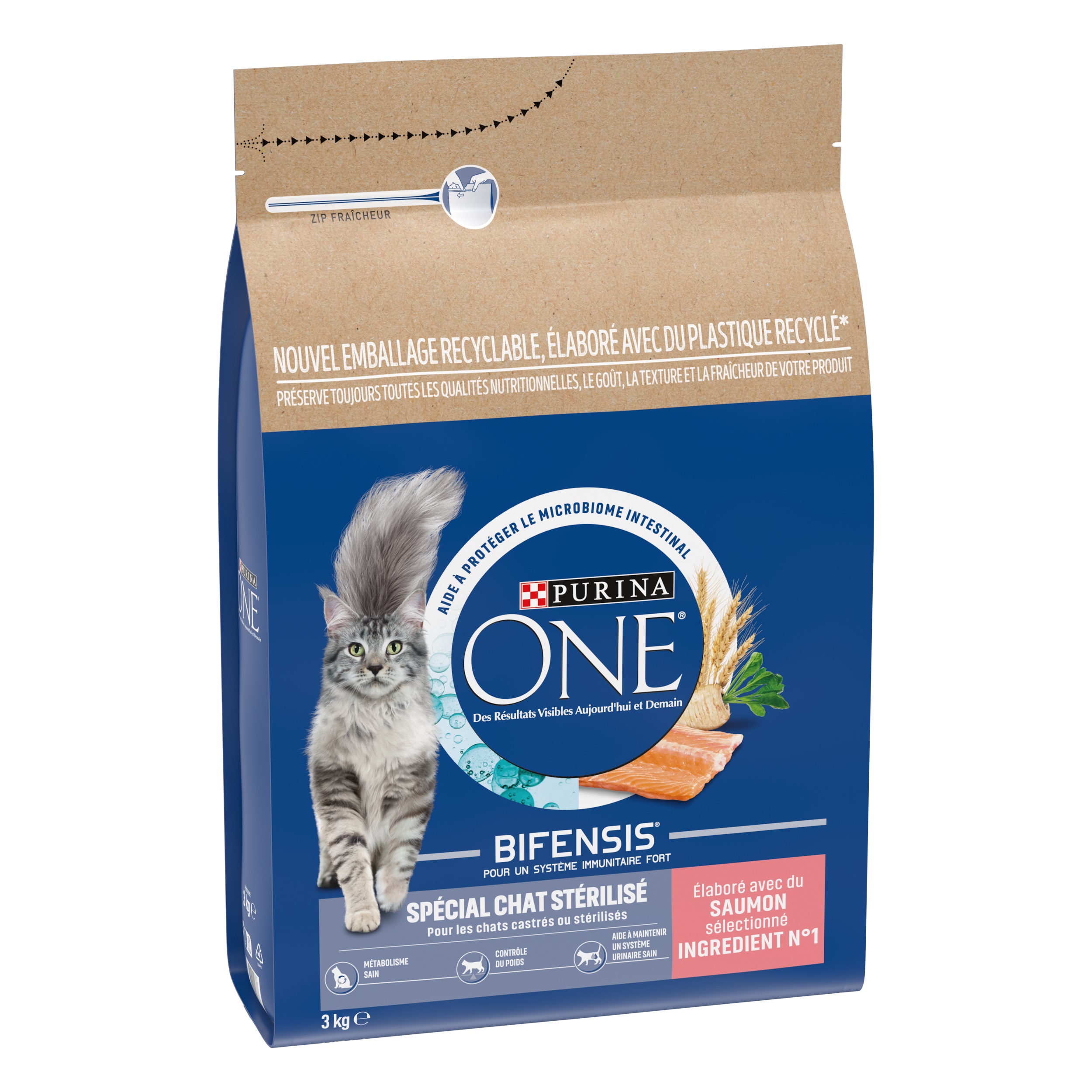 Croquettes Chat Stérilisé Saumon + Blé 3kg - PURINA ONE