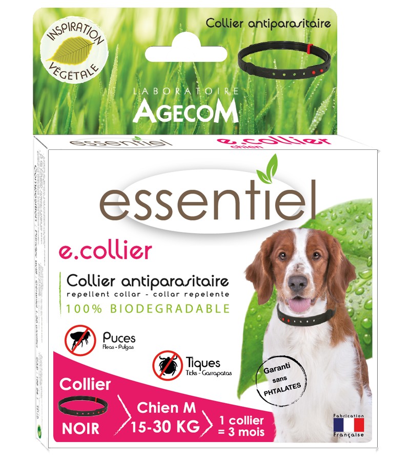 E.collier chien noir 60 cm