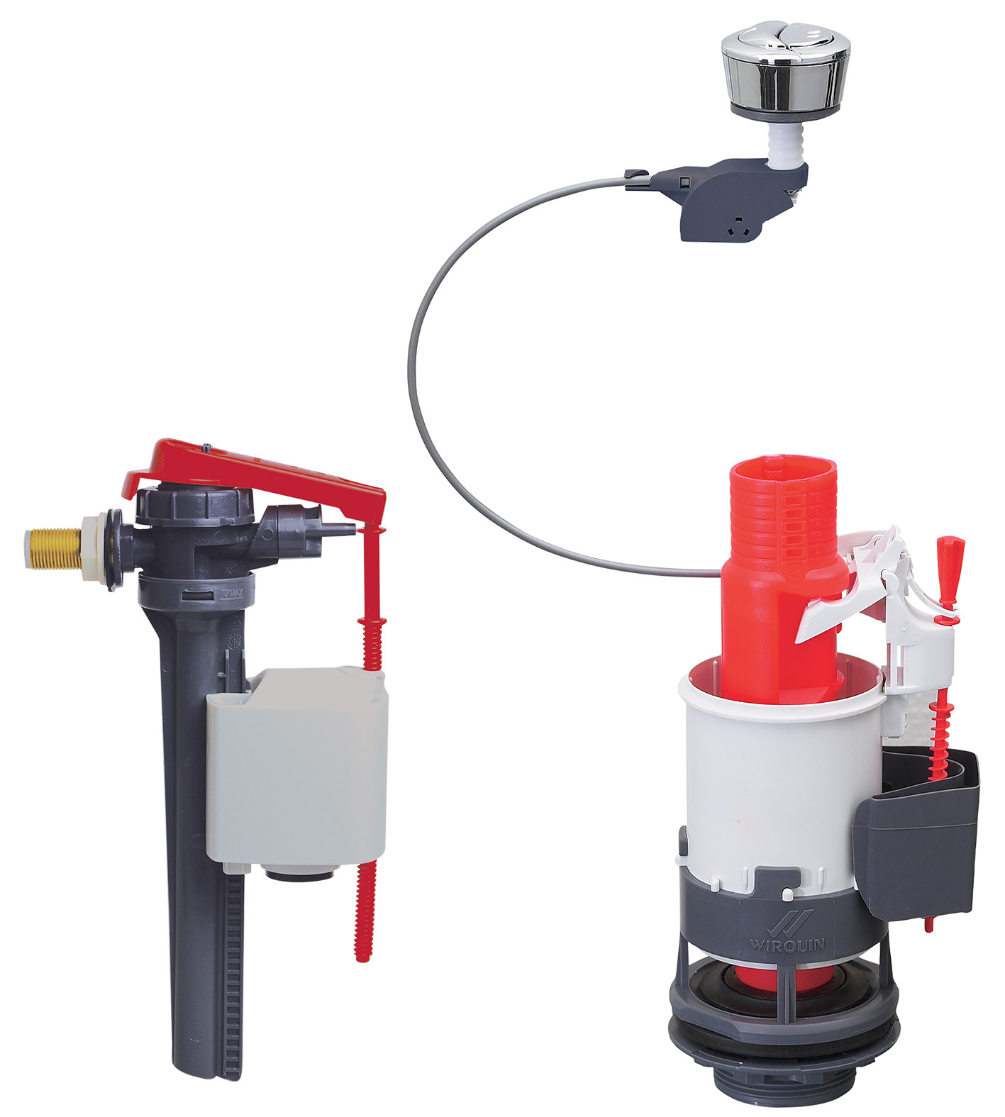 Ensemble complet double chasse d'eau à câble et étrier, robinet flotteur servo-valve - INVENTIV