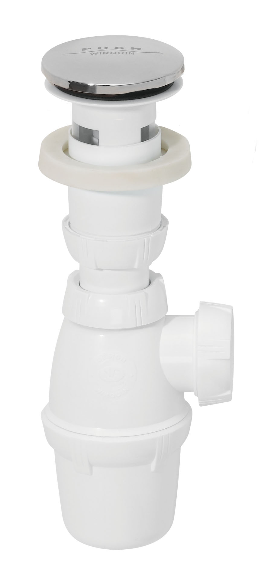 Ensemble bonde + siphon pour lavabo avec trop-plein intégré - INVENTIV