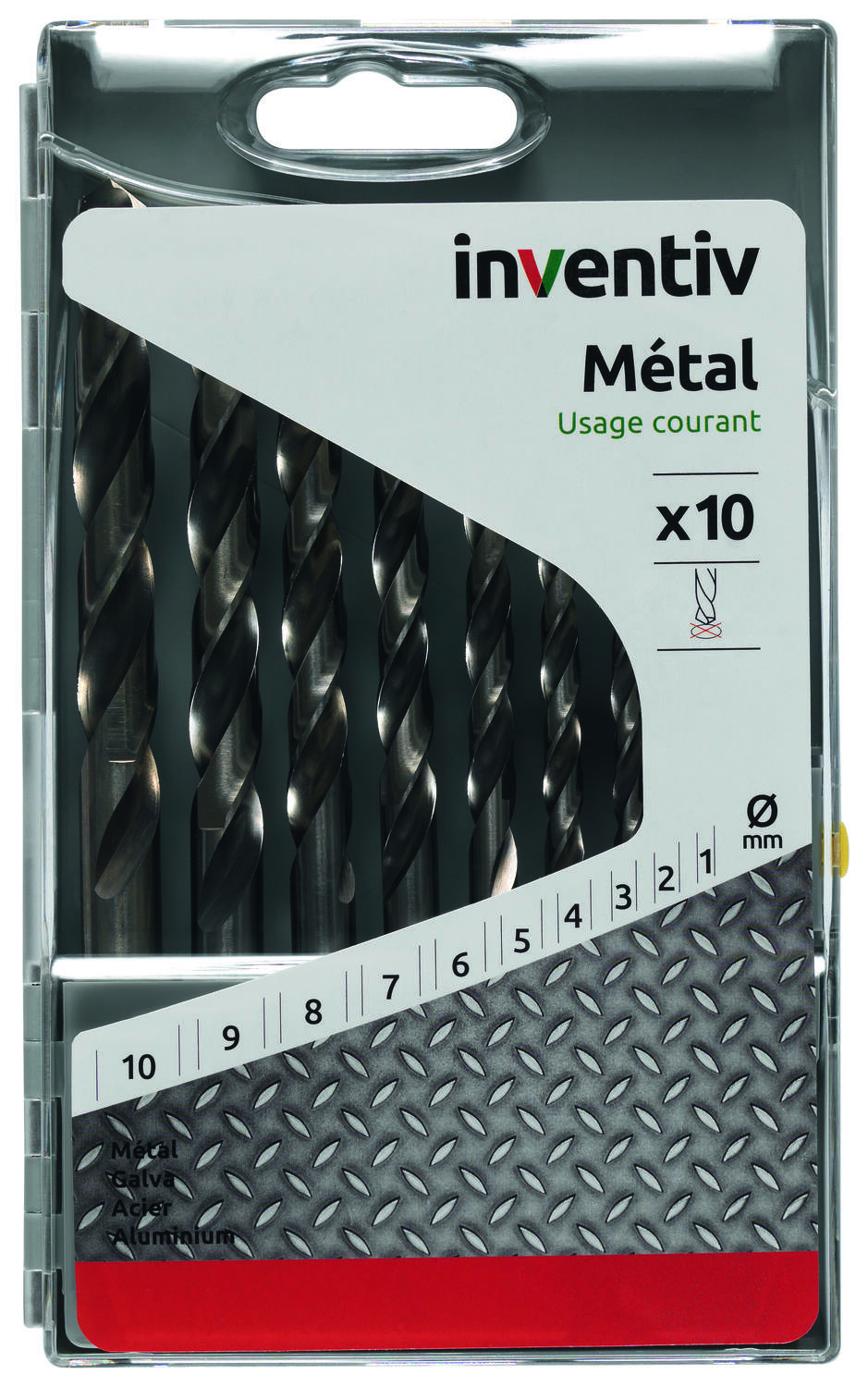 Coffret 10 forests métaux Ø1-2-3-4-5-6-7-8-9-10 mm - INVENTIV