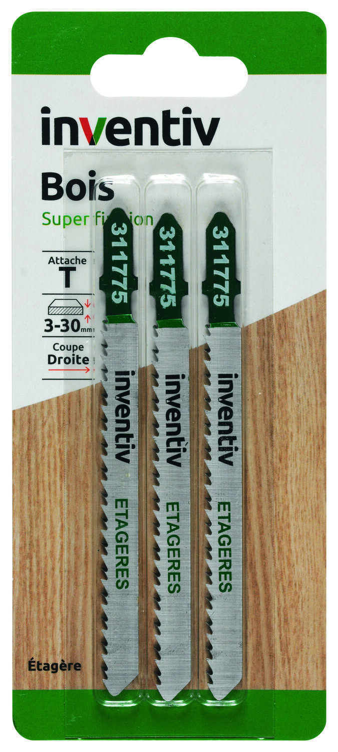 3 lames scie sauteuse T étagères EP3-30 mm - INVENTIV