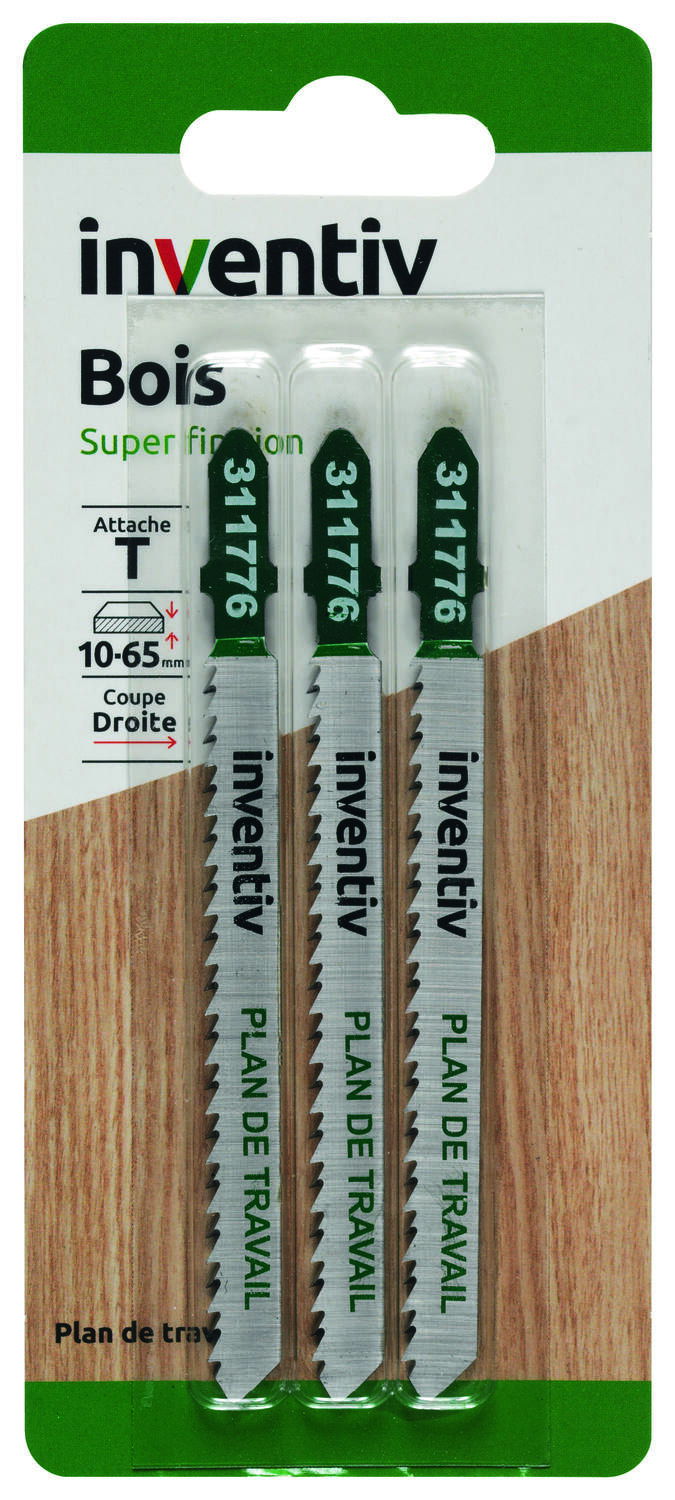 3 lames scie sauteuse T plan de travail EP10-65 mm - INVENTIV