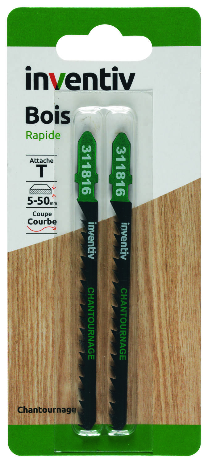 2 lames scie sauteuse T bois chantournage CP5-50 mm - INVENTIV