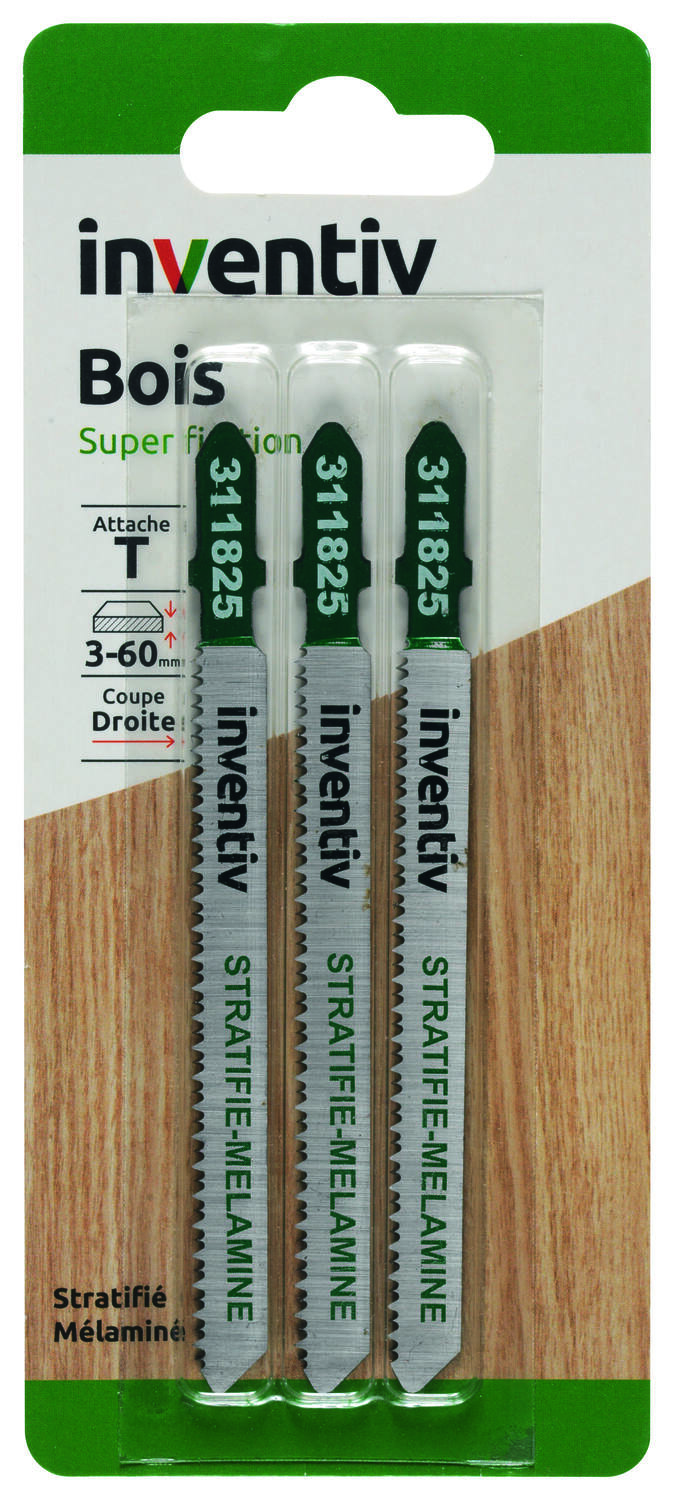 3 lames scie sauteuse T stratifié CP3-60 mm - INVENTIV